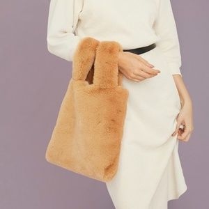 UnHide Faux Fur Bag Beige Brown NWT